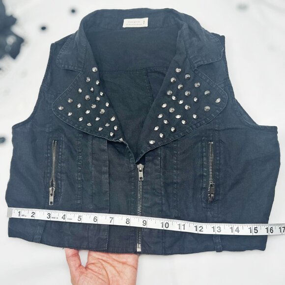 Love Tree Womens Sleeveless Vest, Black Denim Studded Zipper Vest Size Large - Picture 9 of 17